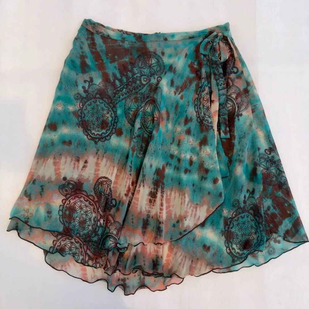Vintage Y2K Hot Kiss Whimsigoth Mandala Mesh Skirt